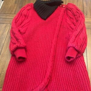 Vintage Braetan Red and Black Cowl Neck Sweater Coat